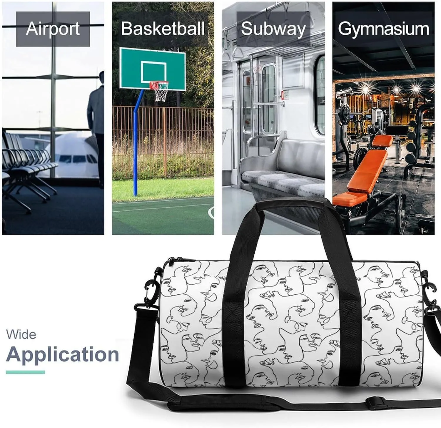 Gym Bag for Men Women Lightweight Sports Duffle Bag with Multiple Compartments Cylindrical Gym Bag for Fitness Travel And Outdoor Activities Ater Resistant Yoga Bag Training Bag Abstract Loops