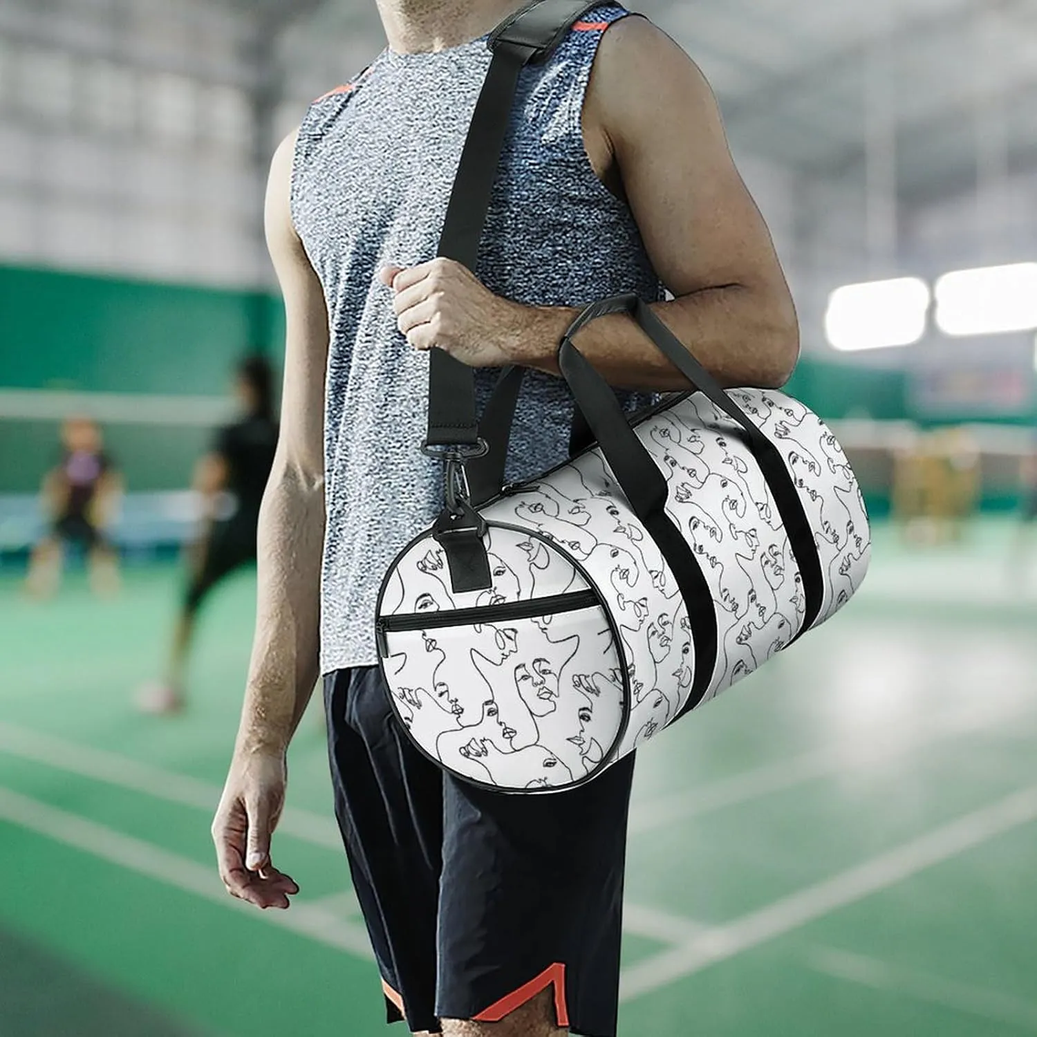 Gym Bag for Men Women Lightweight Sports Duffle Bag with Multiple Compartments Cylindrical Gym Bag for Fitness Travel And Outdoor Activities Ater Resistant Yoga Bag Training Bag Abstract Loops
