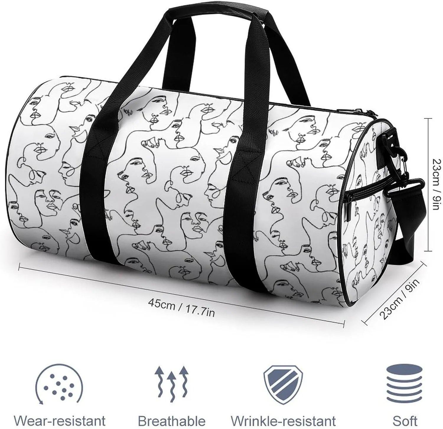 Gym Bag for Men Women Lightweight Sports Duffle Bag with Multiple Compartments Cylindrical Gym Bag for Fitness Travel And Outdoor Activities Ater Resistant Yoga Bag Training Bag Abstract Loops