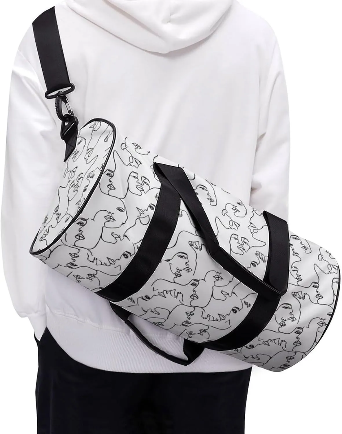 Gym Bag for Men Women Lightweight Sports Duffle Bag with Multiple Compartments Cylindrical Gym Bag for Fitness Travel And Outdoor Activities Ater Resistant Yoga Bag Training Bag Abstract Loops