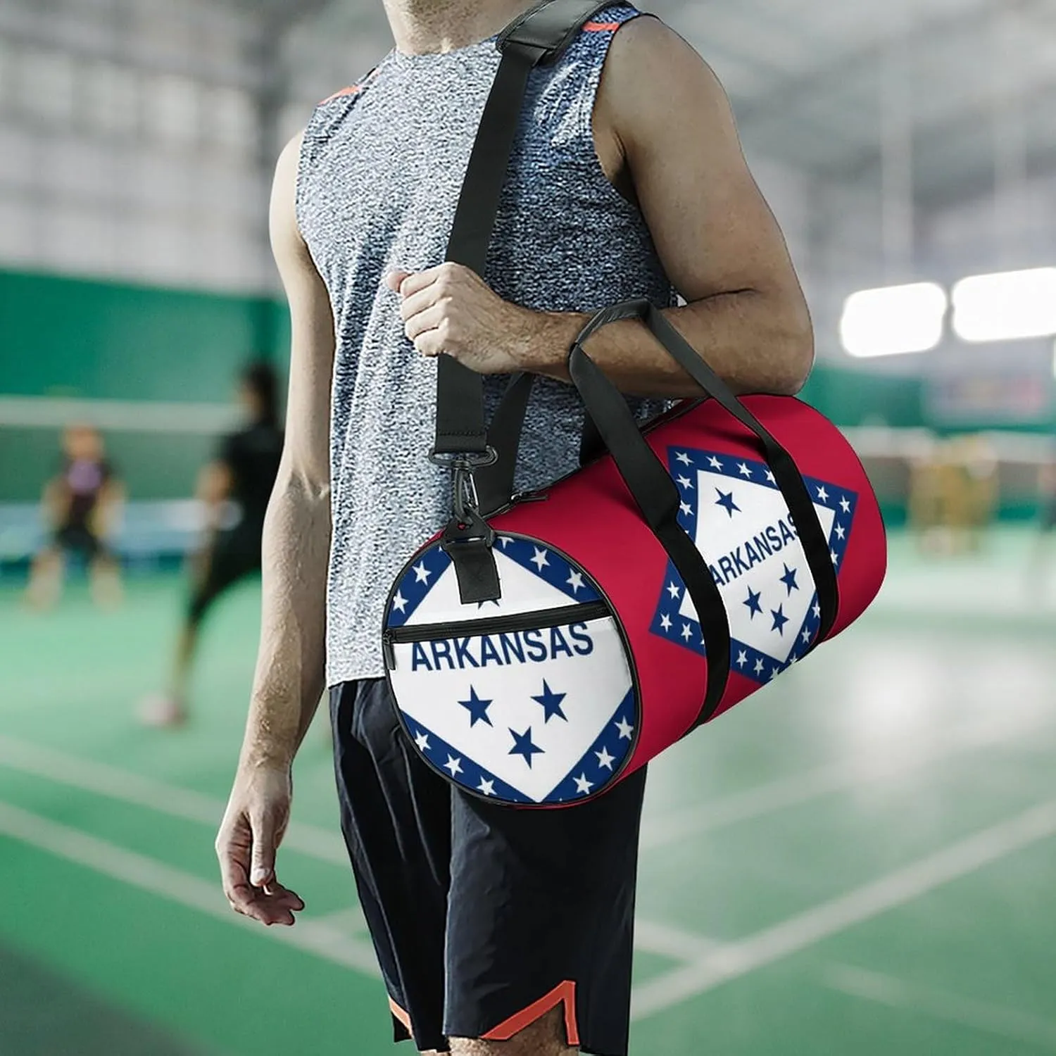 Gym Bag for Men Women Lightweight Sports Duffle Bag with Multiple Compartments Cylindrical Gym Bag for Fitness Travel And Outdoor Activities Ater Resistant Yoga Bag Training Bag Arkansas Pride