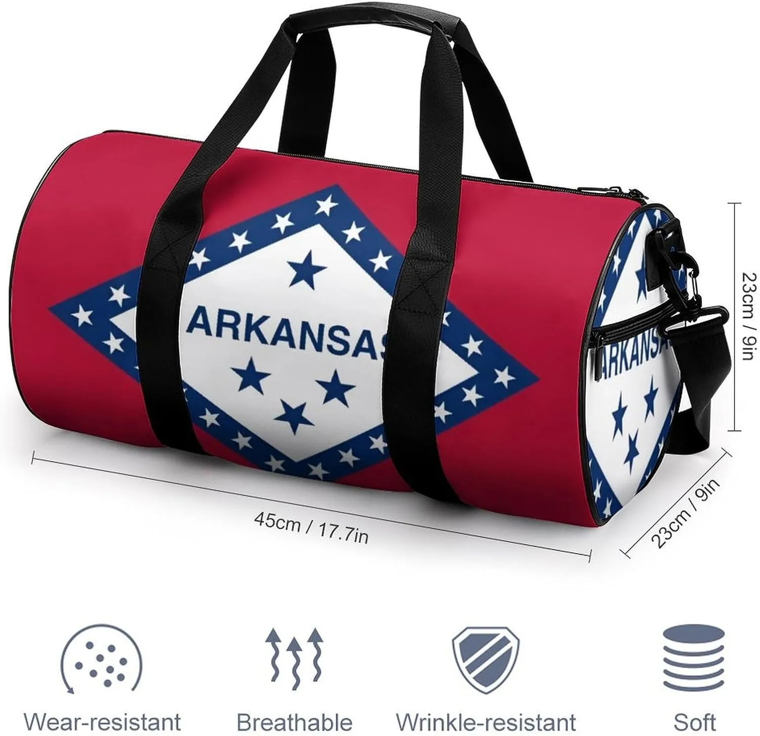 Gym Bag for Men Women Lightweight Sports Duffle Bag with Multiple Compartments Cylindrical Gym Bag for Fitness Travel And Outdoor Activities Ater Resistant Yoga Bag Training Bag Arkansas Pride