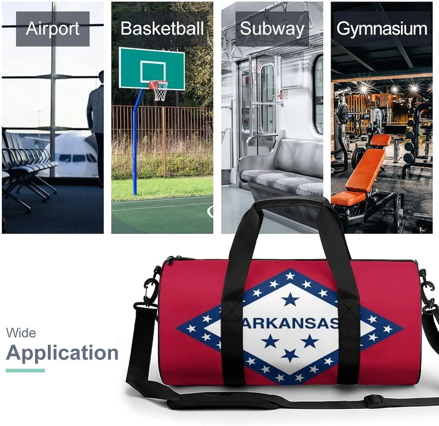 Gym Bag for Men Women Lightweight Sports Duffle Bag with Multiple Compartments Cylindrical Gym Bag for Fitness Travel And Outdoor Activities Ater Resistant Yoga Bag Training Bag Arkansas Pride