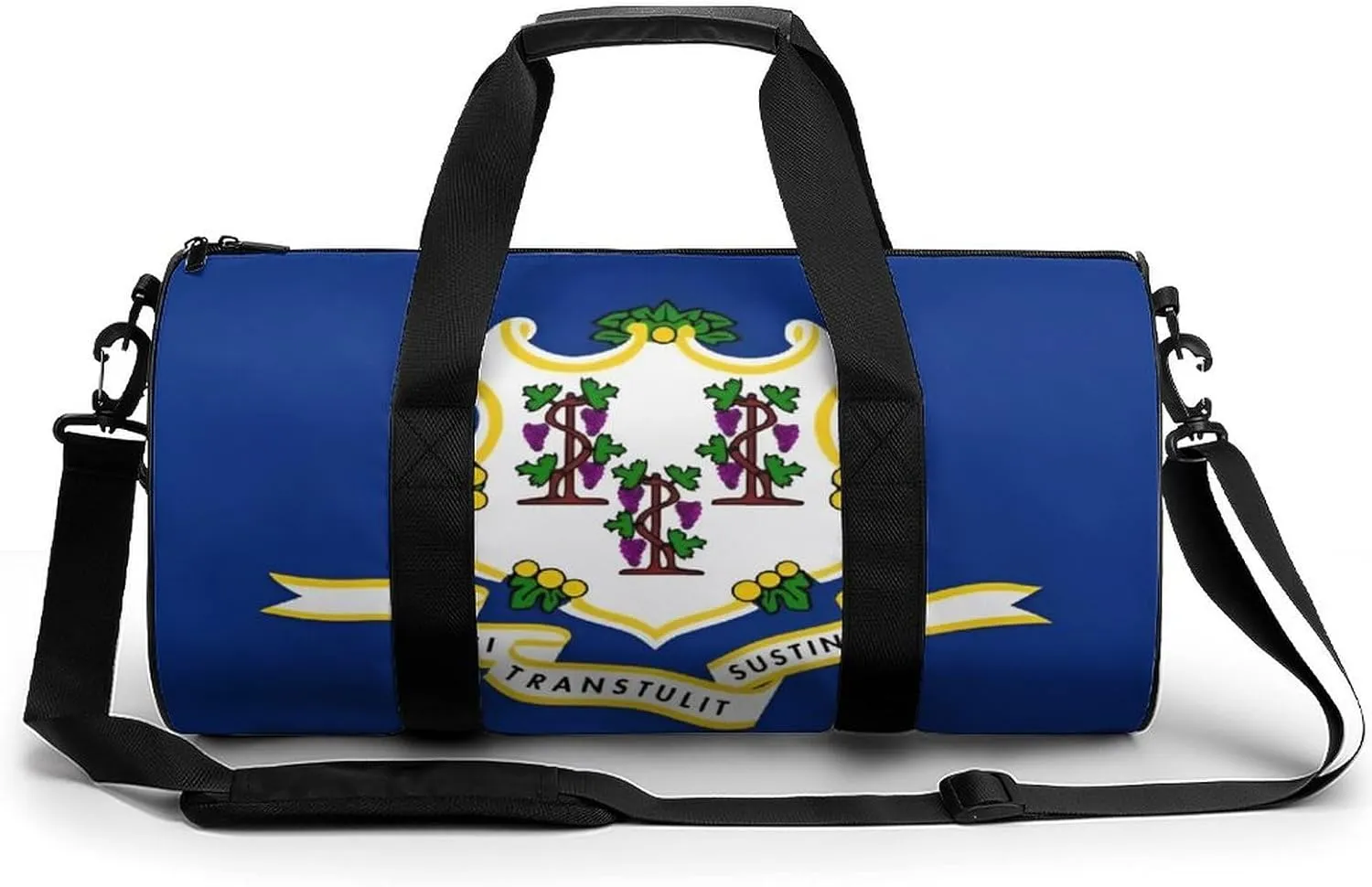 Gym Bag for Men Women Lightweight Sports Duffle Bag with Multiple Compartments Cylindrical Gym Bag for Fitness Travel And Outdoor Activities Ater Resistant Yoga Bag Training Bag Connecticut Crest