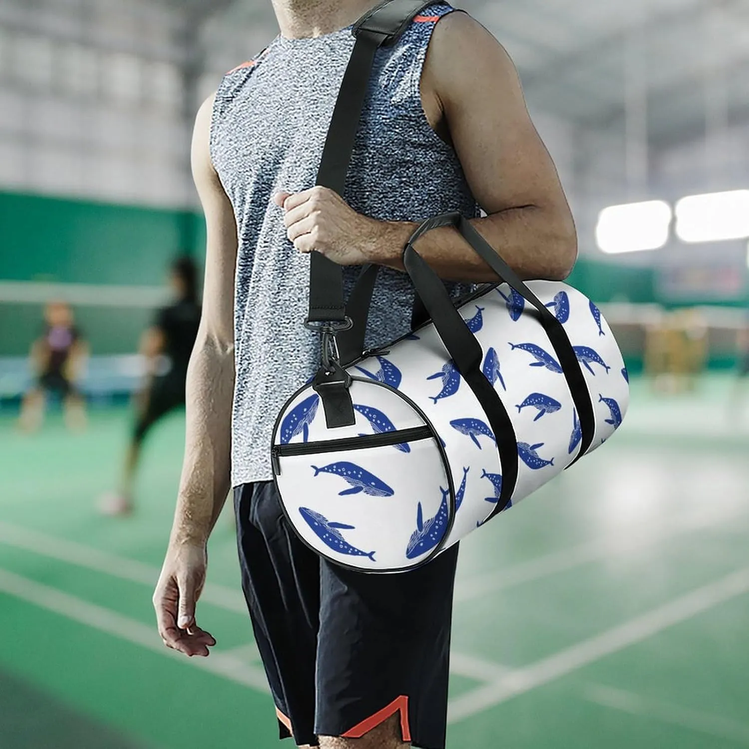 Gym Bag for Men Women Lightweight Sports Duffle Bag with Multiple Compartments Cylindrical Gym Bag for Fitness Travel And Outdoor Activities Ater Resistant Yoga Bag Training Bag Whale Wander