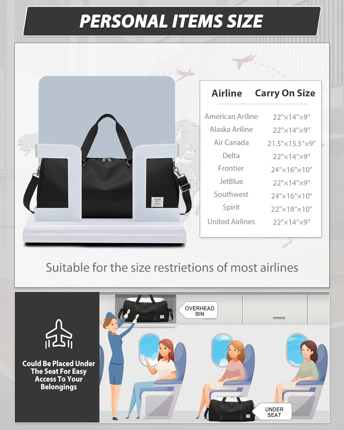 Gym Bag for Men Women with Shoe Compartment,Small Travel Duffle Bags for Traveling Overnight Weekender Personal Item Travel Bag Large Sport Workout Bag Black