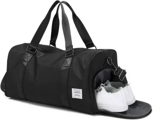 Gym Bag for Men Women with Shoe Compartment,Small Travel Duffle Bags for Traveling Overnight Weekender Personal Item Travel Bag Large Sport Workout Bag Black