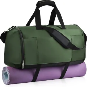 Gym Bag for Women & Men, Duffle Bag for Travel with Shoe Compartment, Sports Duffel Bags Weekender Overnight Carry on Bag Workout Training Yoga Bag (Green)
