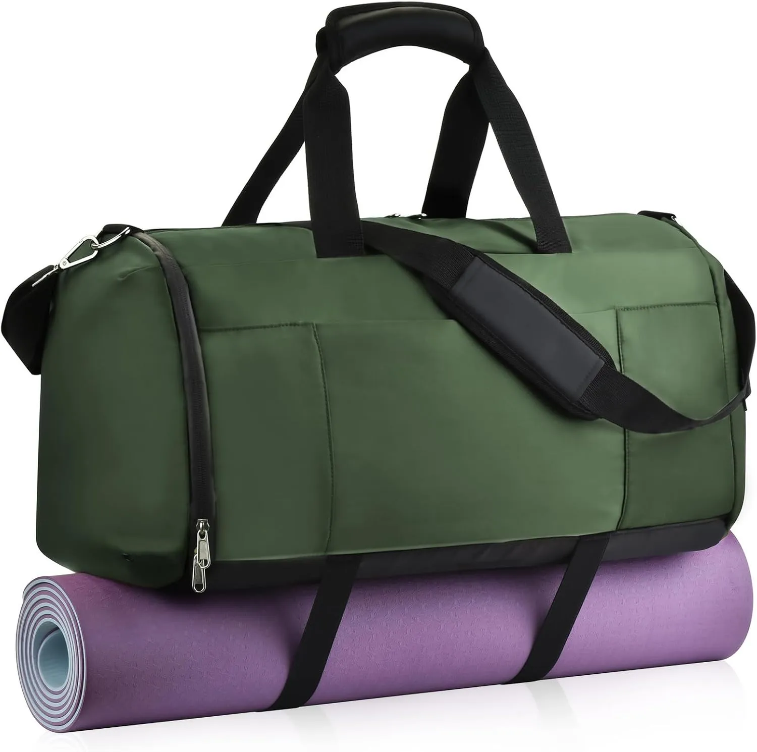 Gym Bag for Women & Men, Duffle Bag for Travel with Shoe Compartment, Sports Duffel Bags Weekender Overnight Carry on Bag Workout Training Yoga Bag (Green)