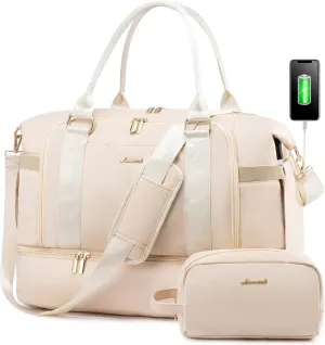 Gym Bag for Women LOVEVOOK Travel Duffel Bag with USB Charging Port,Weekender Bags for Women with Shoe Compartment,Carry on Overnight Bag with Toiletry Bag,Hospital Bags for Labor and Deliver
