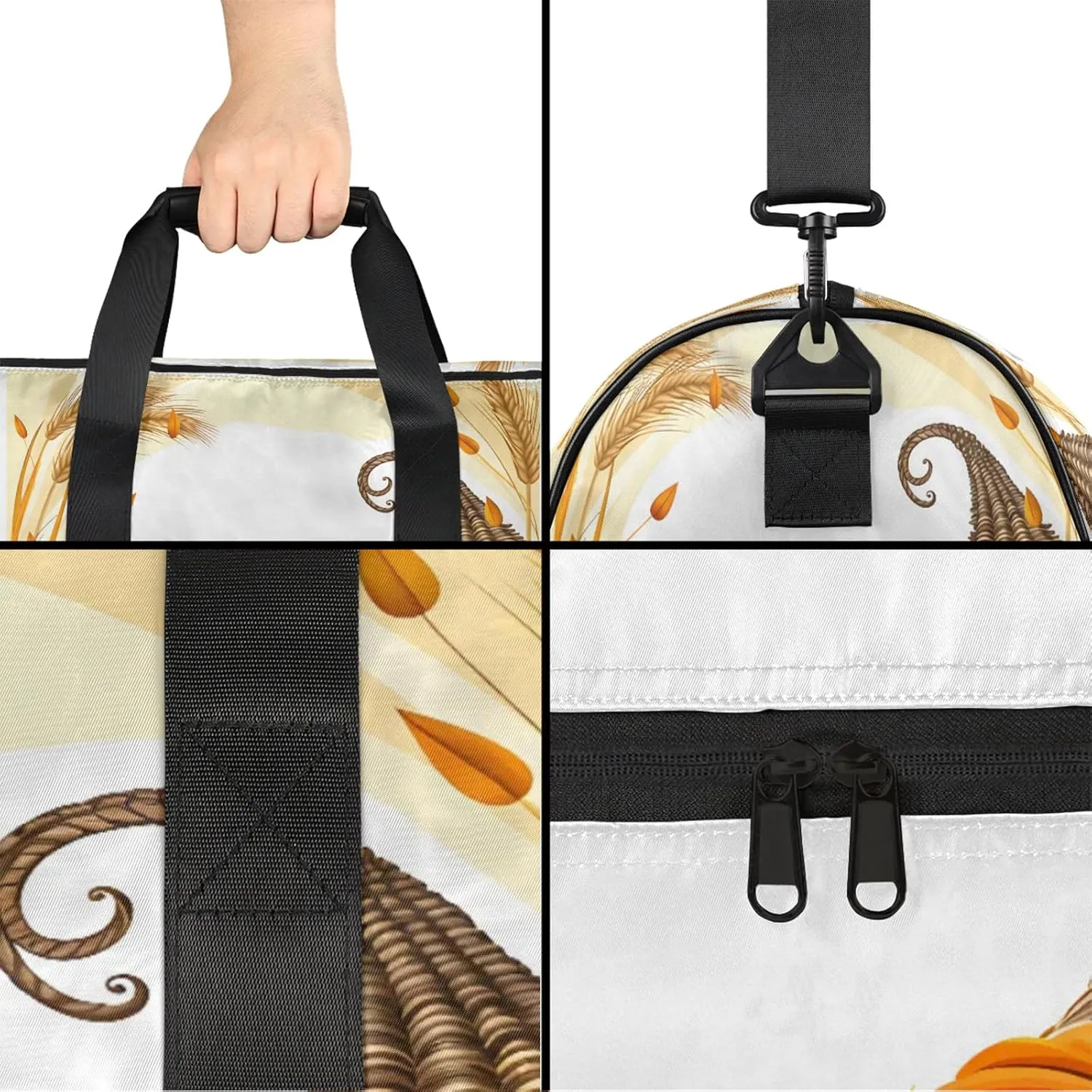 Gym Bag for Women Men Thanksgiving Decor Fall Travel Duffle Bag with Shoe Compartment Waterproof Sports Tote Bags Large Overnight Weekender Bags for Travel Swimming Gym Yoga Dance