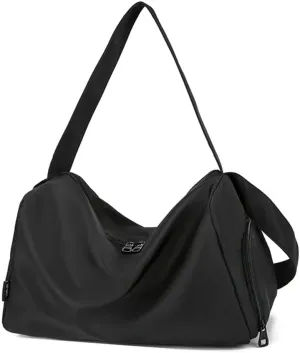 Gym Bag for Women, Pink Black Travel Duffel Bags, Waterproof Weekender Overnight Bag, Sports Bags with Shoe Compartment
