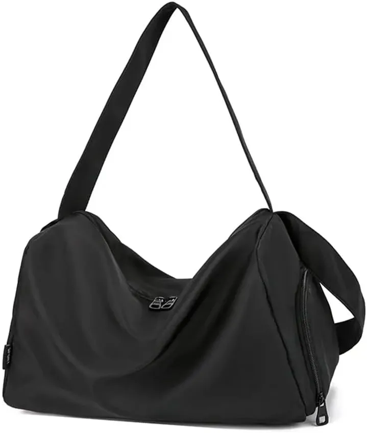 Gym Bag for Women, Pink Black Travel Duffel Bags, Waterproof Weekender Overnight Bag, Sports Bags with Shoe Compartment