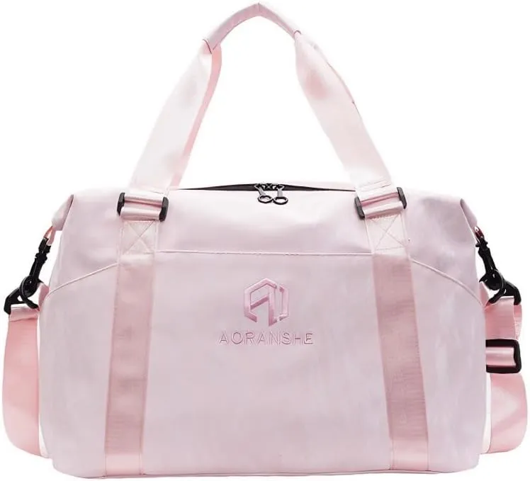 Gym Bag for Women with Dry-Wet Separation, Weekender Bag Travel Bag for Women, Multifunctional Large Capacity and Premium Oxford Fabric (Pink)