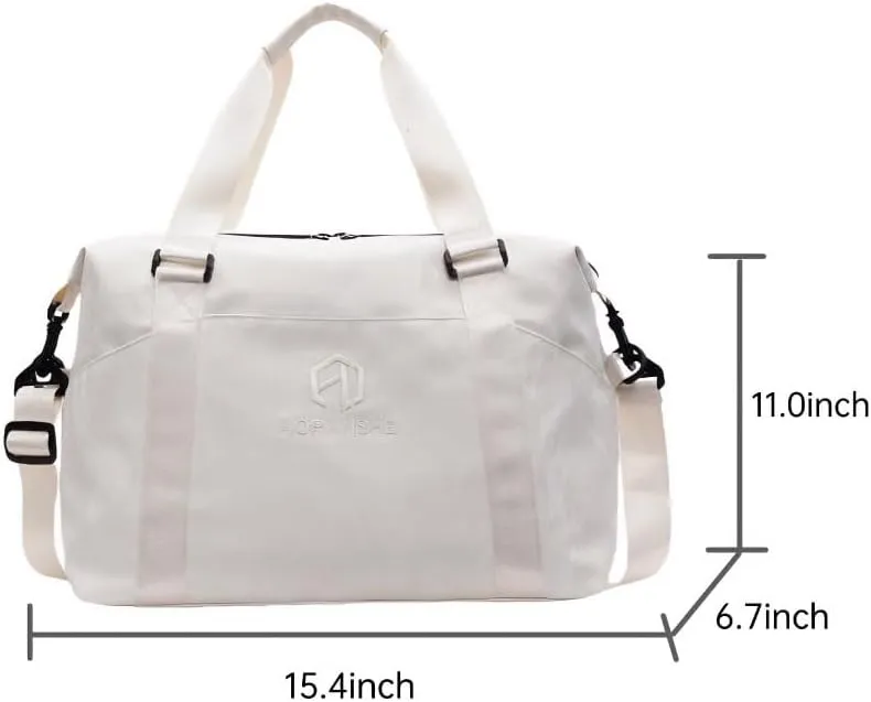 Gym Bag for Women with Dry-Wet Separation, Weekender Bag Travel Bag for Women, Multifunctional Large Capacity and Premium Oxford Fabric (White)