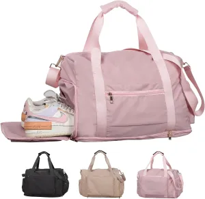 Gym Bag for Women with Shoe Compartment, Travel Duffel Bag for Women, with Hide and increase capacity Pocket, Gym Tote Bags Weekend, Pink