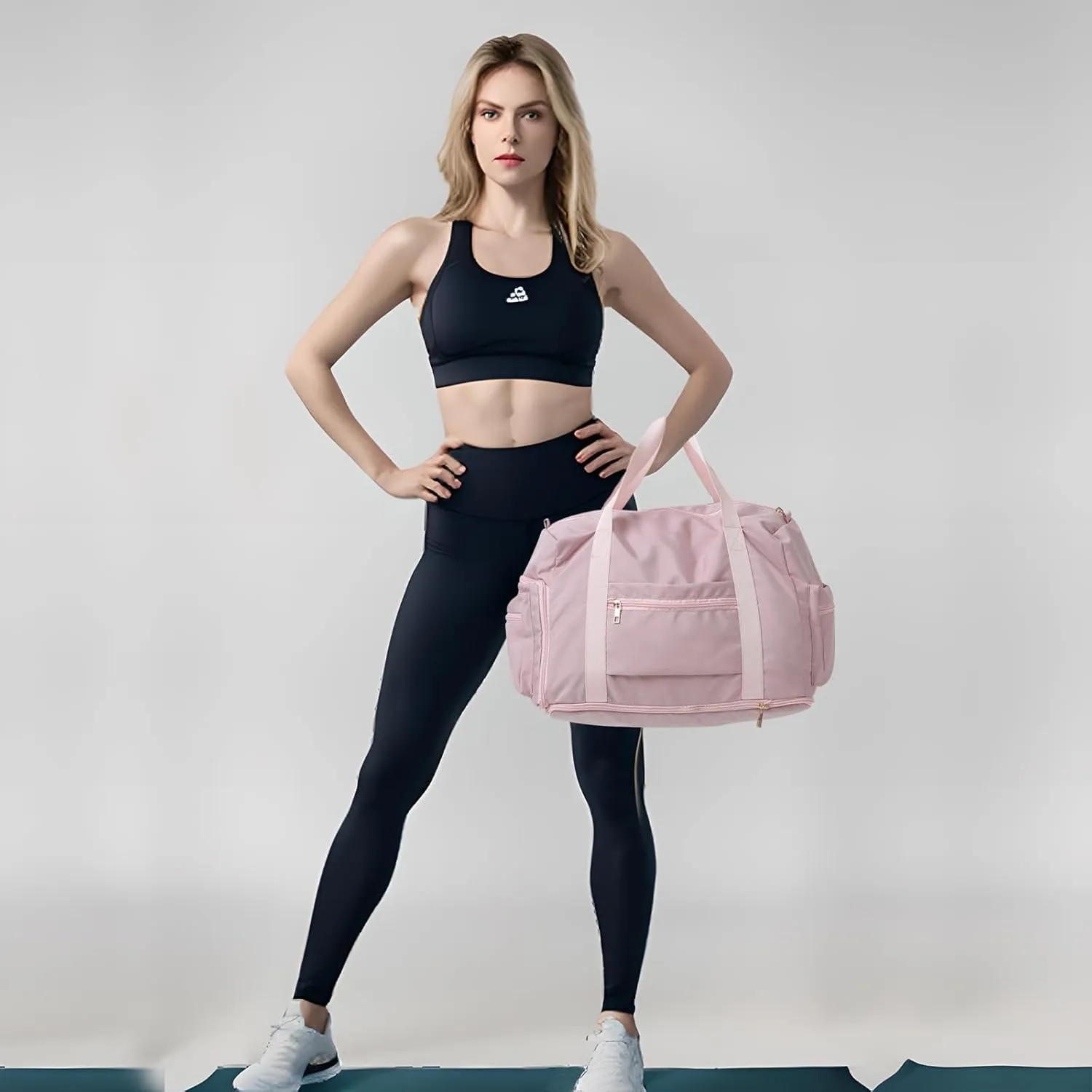 Gym Bag for Women with Shoe Compartment, Travel Duffel Bag for Women, with Hide and increase capacity Pocket, Gym Tote Bags Weekend, Pink