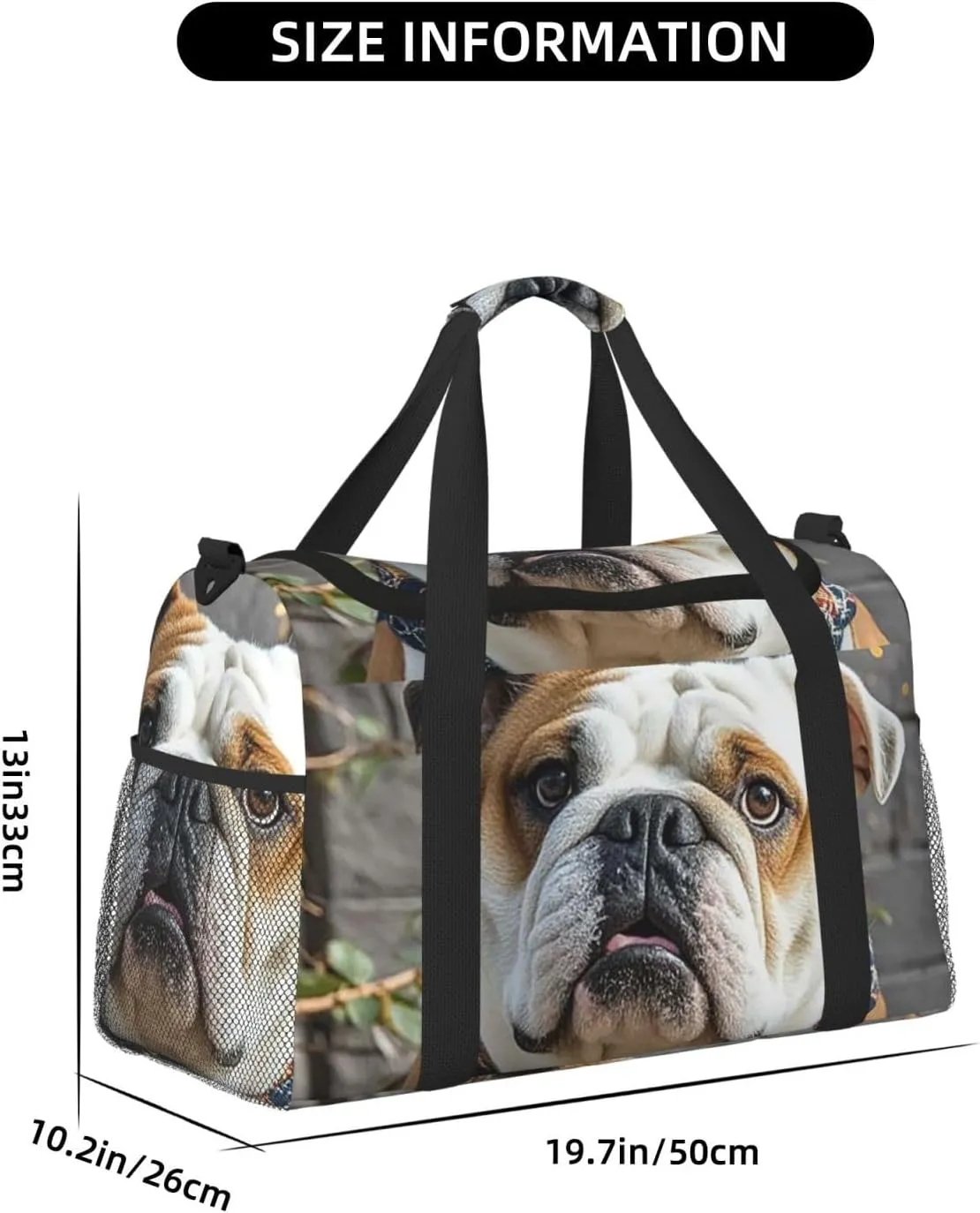 Gym Bag Funny English Bulldog4 Duffel Bag for Men Women Travel Overnight Bag with Shoe Compartment Workout Bags
