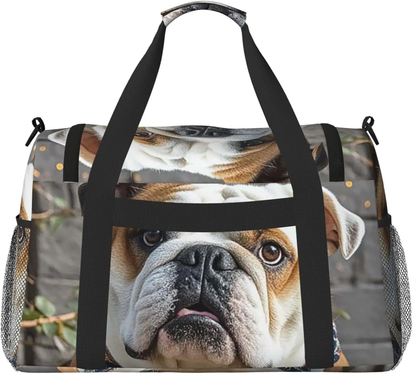 Gym Bag Funny English Bulldog4 Duffel Bag for Men Women Travel Overnight Bag with Shoe Compartment Workout Bags