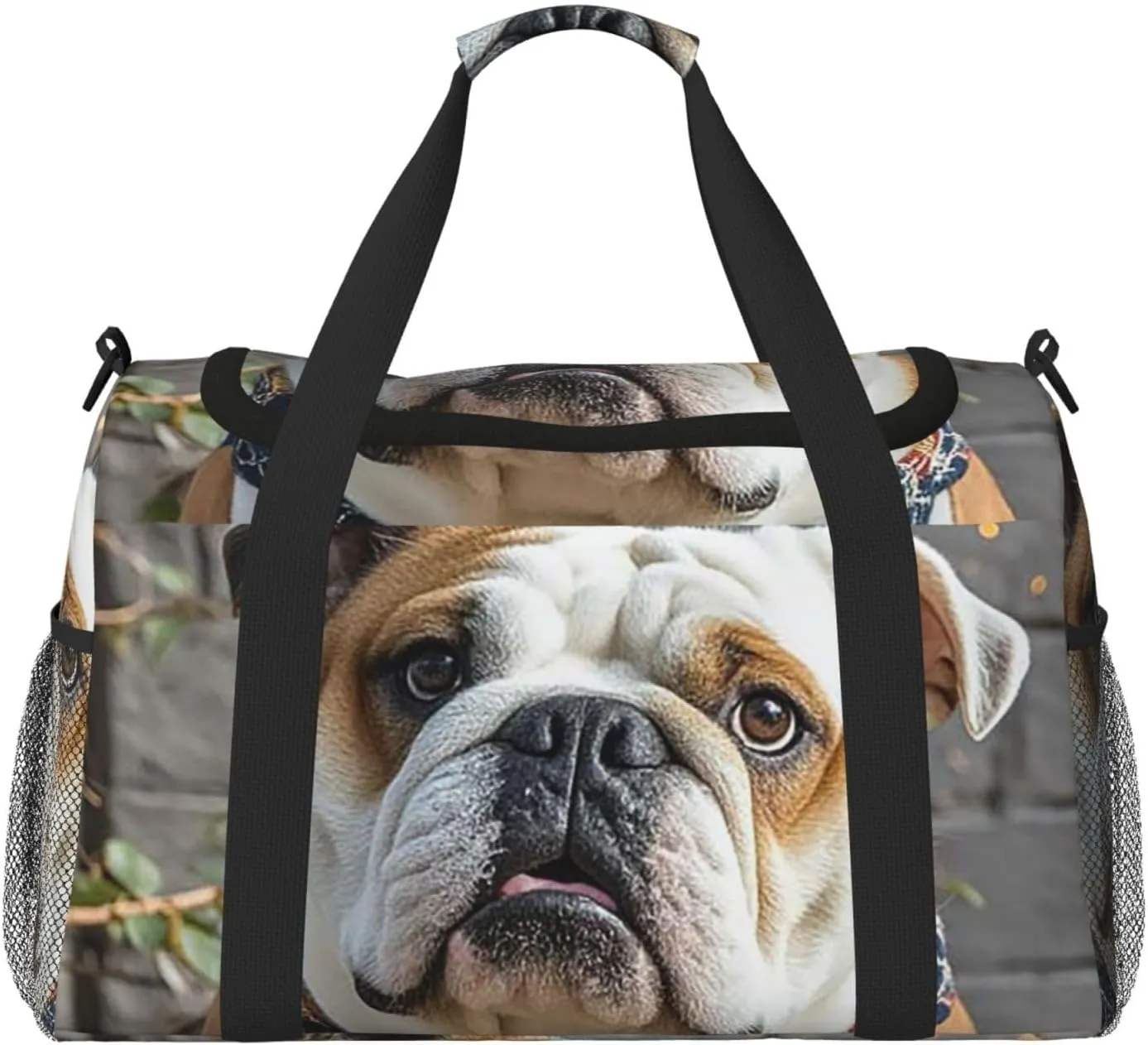 Gym Bag Funny English Bulldog4 Duffel Bag for Men Women Travel Overnight Bag with Shoe Compartment Workout Bags