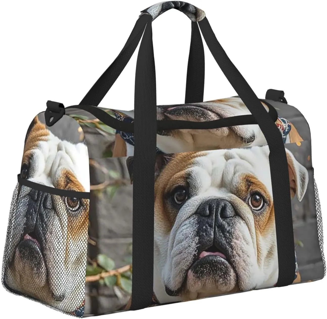 Gym Bag Funny English Bulldog4 Duffel Bag for Men Women Travel Overnight Bag with Shoe Compartment Workout Bags