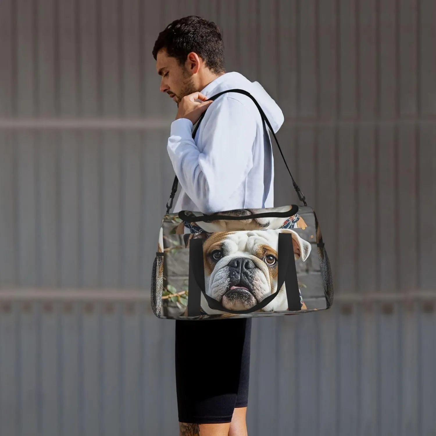 Gym Bag Funny English Bulldog4 Duffel Bag for Men Women Travel Overnight Bag with Shoe Compartment Workout Bags