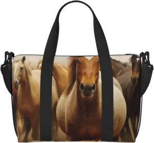 Gym Bag Many Horses Duffel Bag for Men Women Travel Overnight Bag with Shoe Compartment Workout Bags