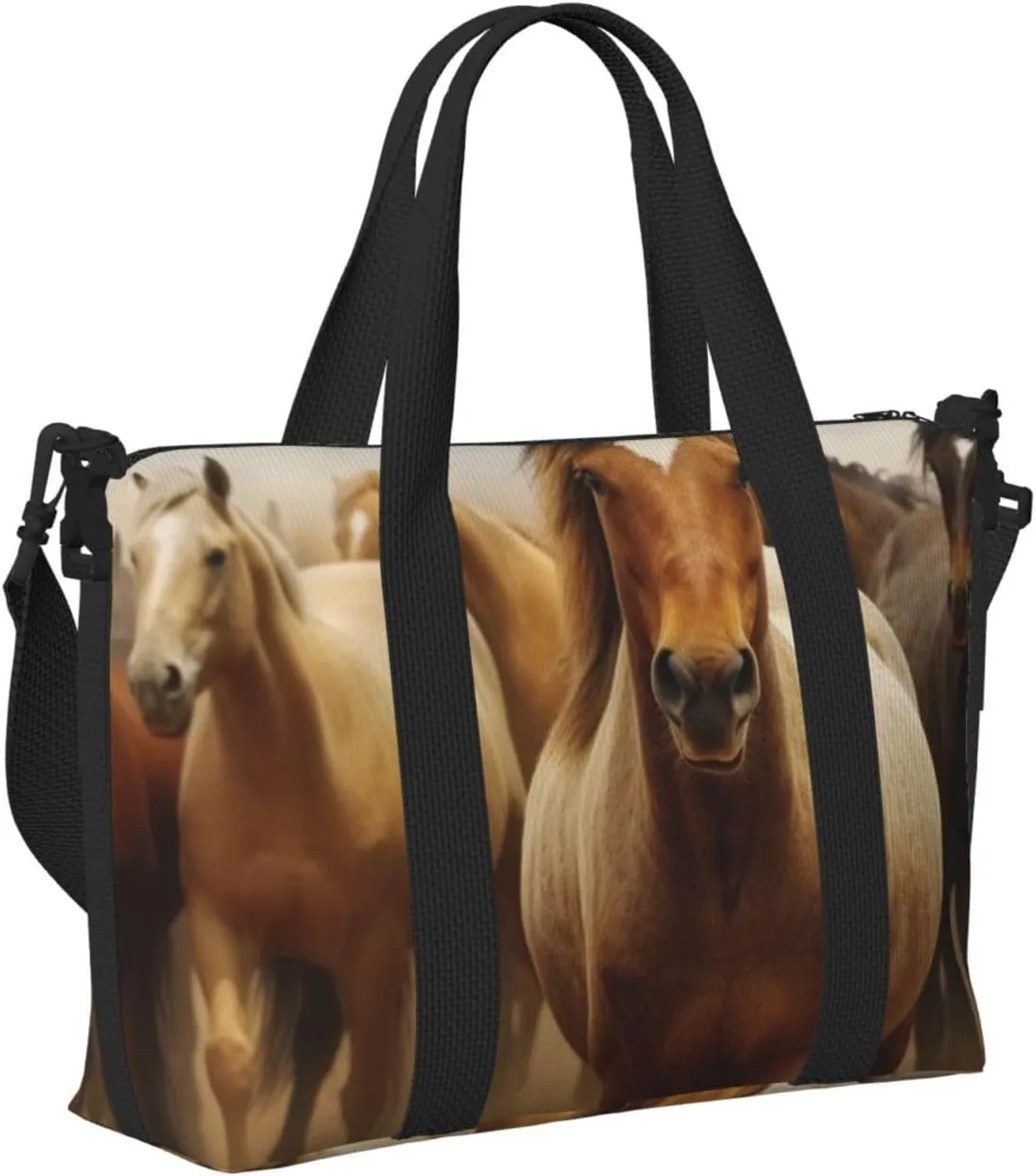 Gym Bag Many Horses Duffel Bag for Men Women Travel Overnight Bag with Shoe Compartment Workout Bags