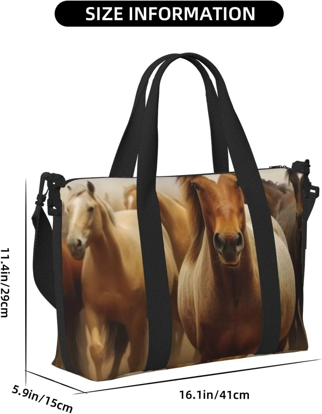 Gym Bag Many Horses Duffel Bag for Men Women Travel Overnight Bag with Shoe Compartment Workout Bags