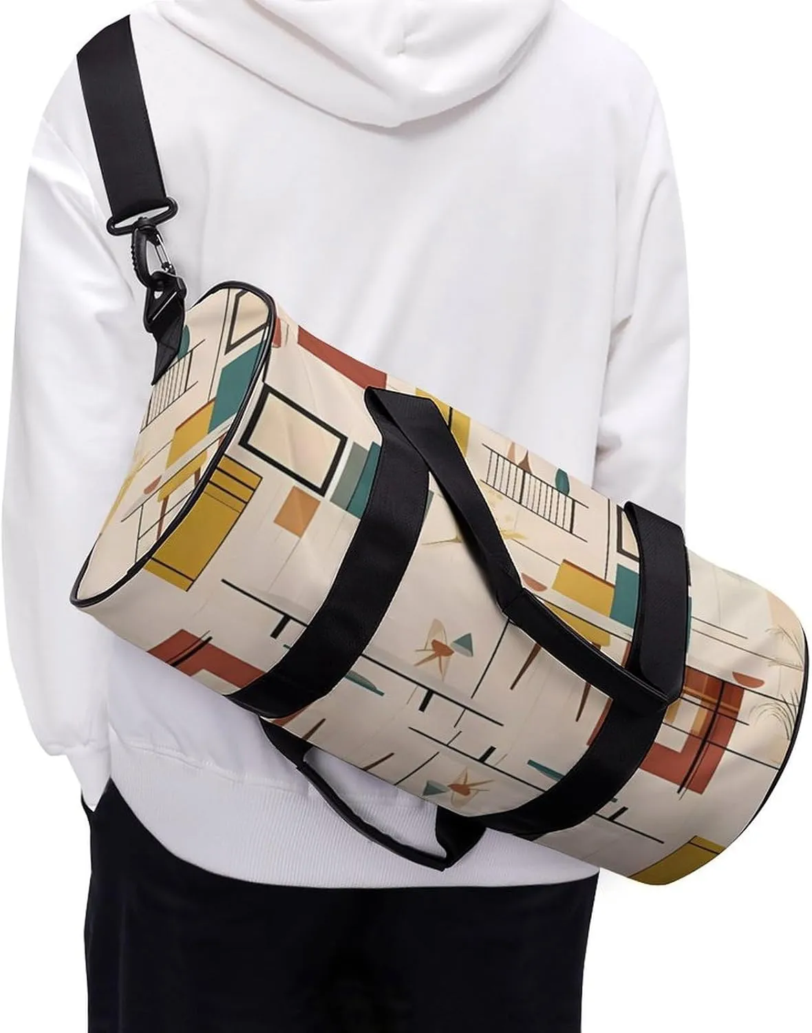 Gym Bag Mid Century Modern Duffel Bag for Men Women Overnight Bag with Shoe Compartment Workout Bags