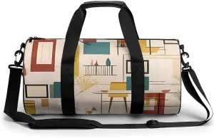 Gym Bag Mid Century Modern Duffel Bag for Men Women Overnight Bag with Shoe Compartment Workout Bags