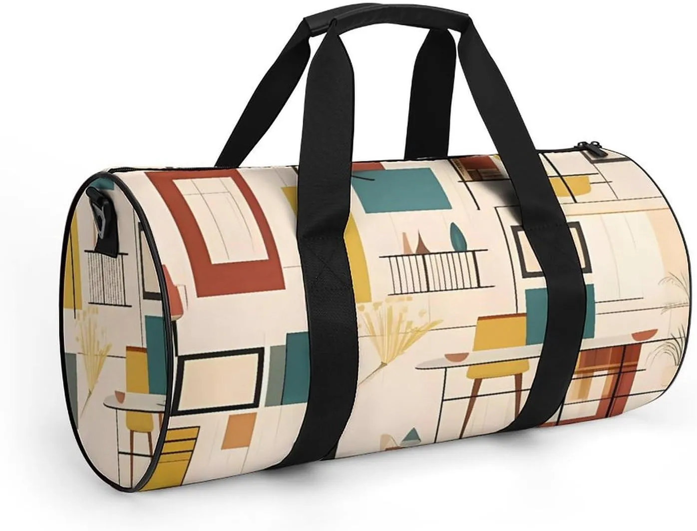 Gym Bag Mid Century Modern Duffel Bag for Men Women Overnight Bag with Shoe Compartment Workout Bags