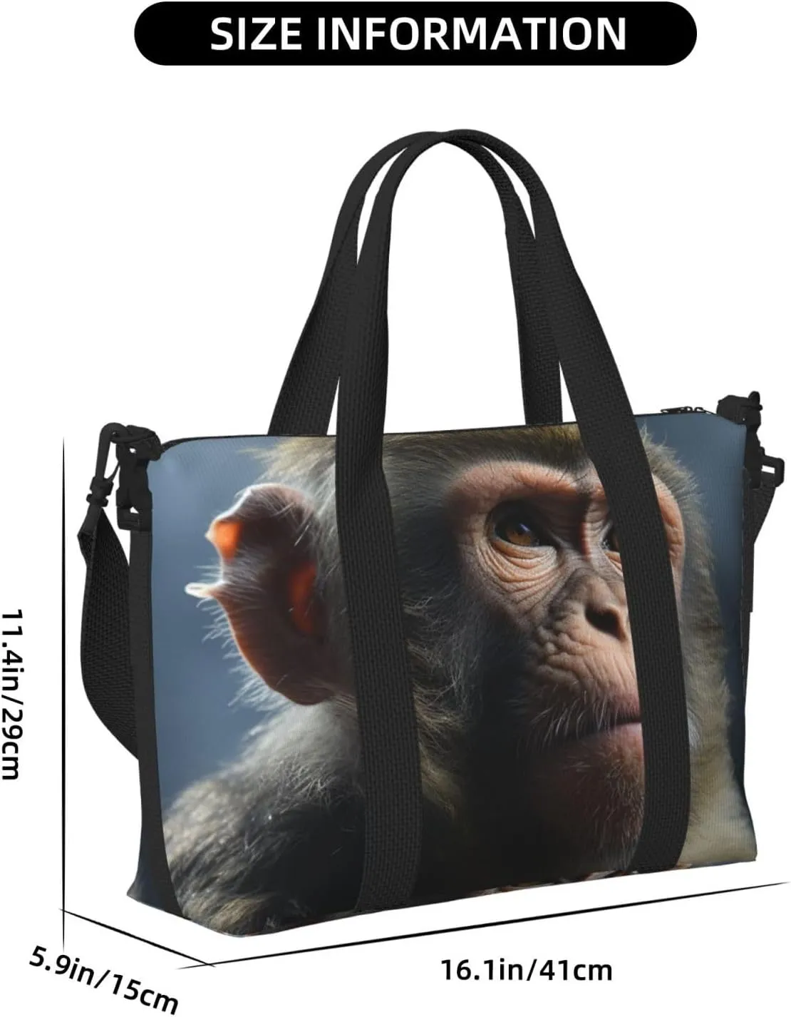 Gym Bag Monkey Duffel Bag for Men Women Travel Overnight Bag with Shoe Compartment Workout Bags