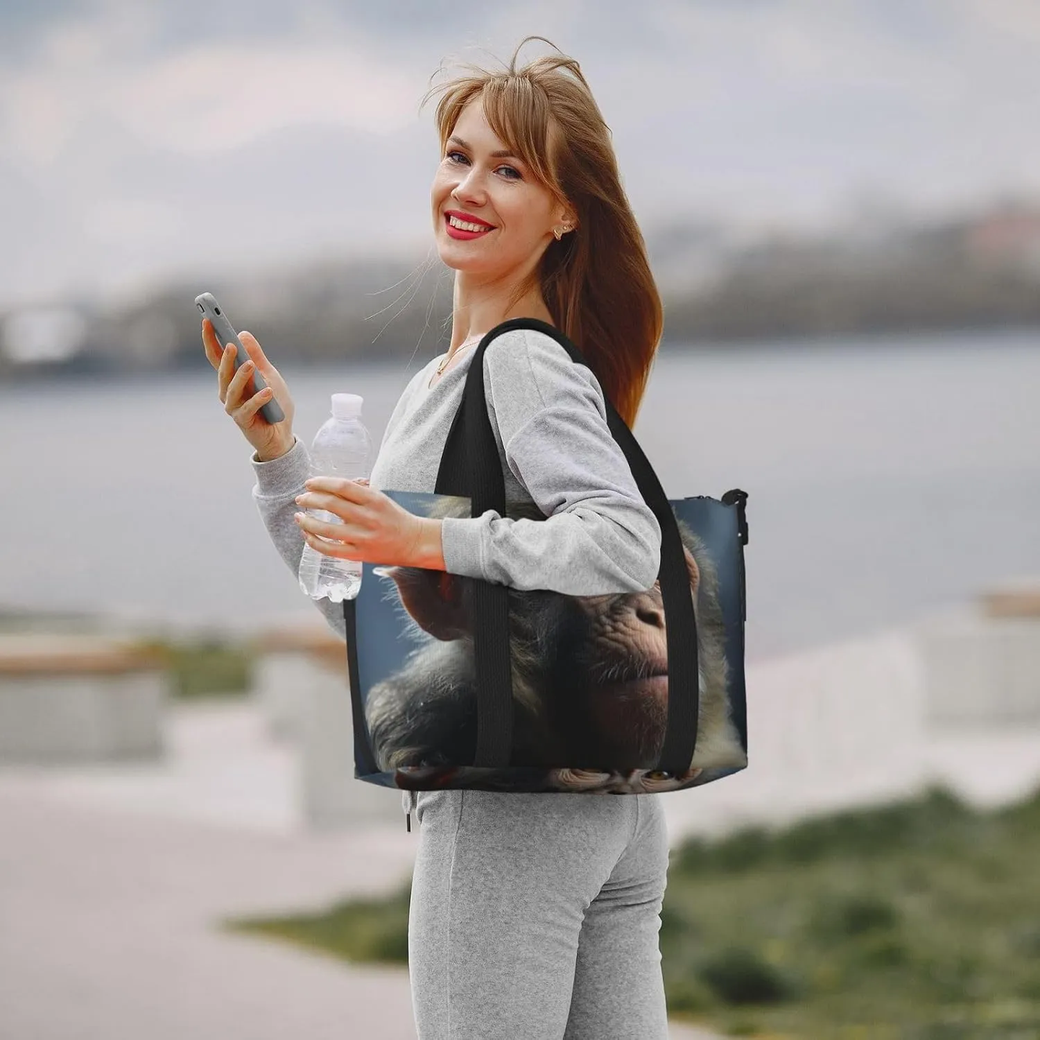 Gym Bag Monkey Duffel Bag for Men Women Travel Overnight Bag with Shoe Compartment Workout Bags