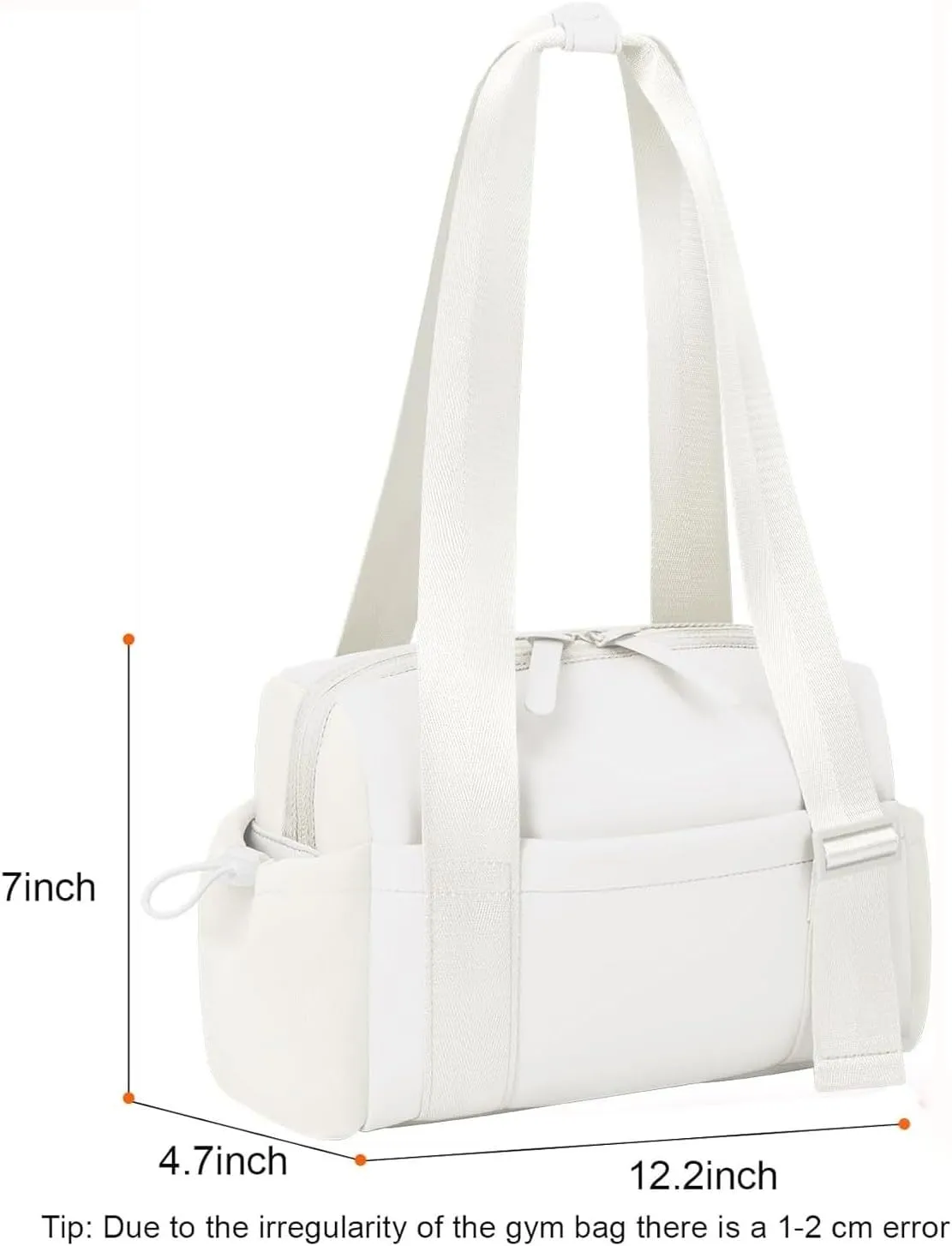 Gym Bag, Multi-Pockets Luggage Bag, Carry On Bag for Women, Adjustable Shoulder Strap Travel Duffle Bag with Dry/Wet Pocket, High Volume Overnight Duffle Bag for Travel, Gym (White)