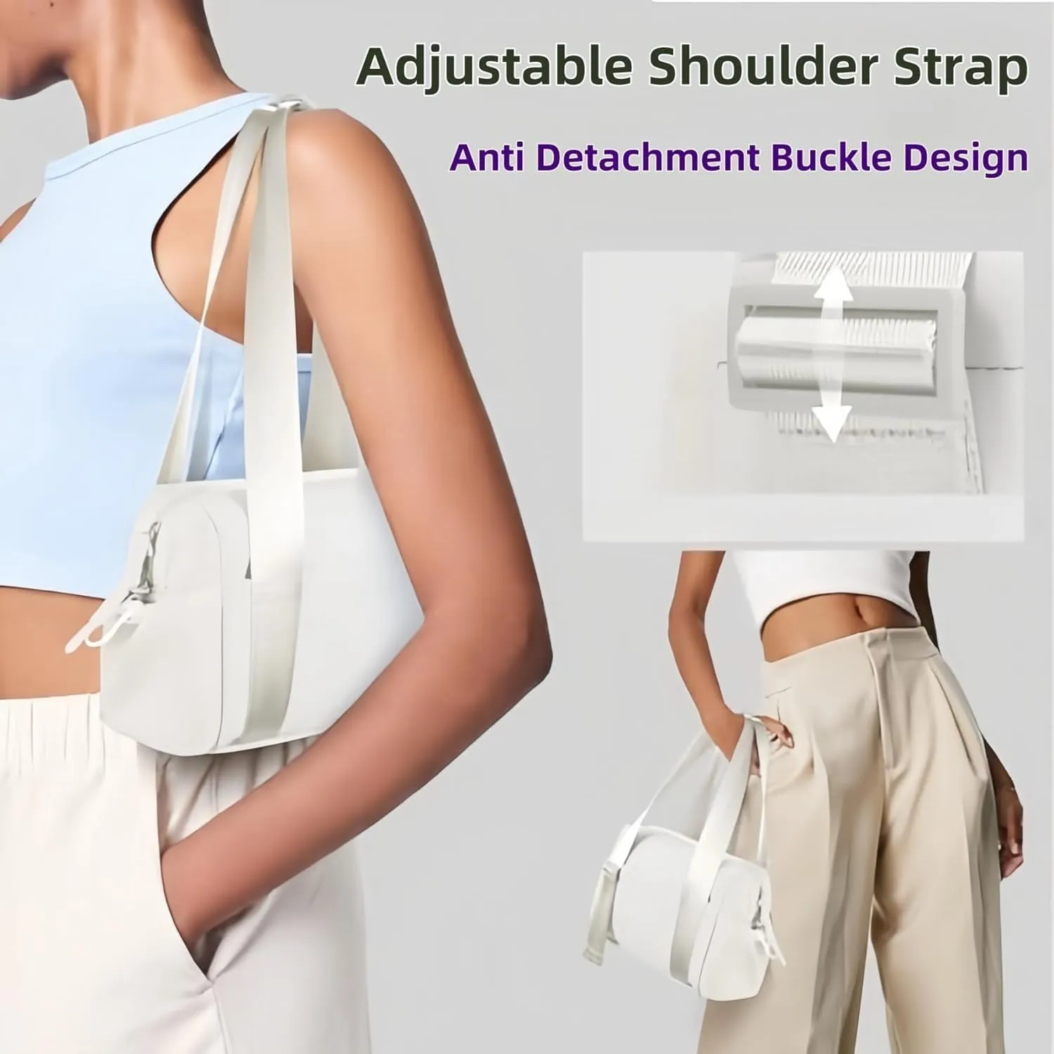 Gym Bag, Multi-Pockets Luggage Bag, Carry On Bag for Women, Adjustable Shoulder Strap Travel Duffle Bag with Dry/Wet Pocket, High Volume Overnight Duffle Bag for Travel, Gym (White)