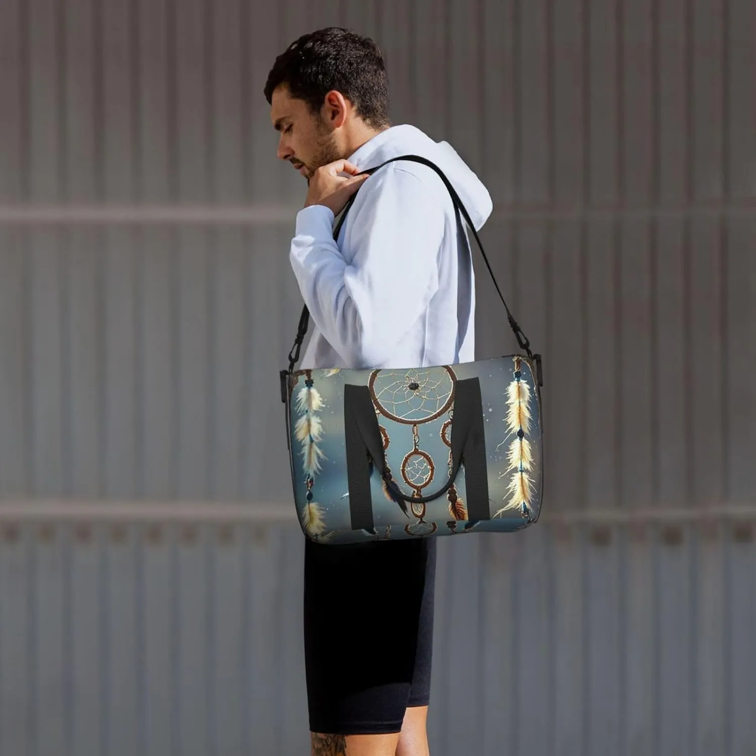 Gym Bag Native American Dream Catcher3 Duffel Bag for Men Women Travel Overnight Bag with Shoe Compartment Workout Bags