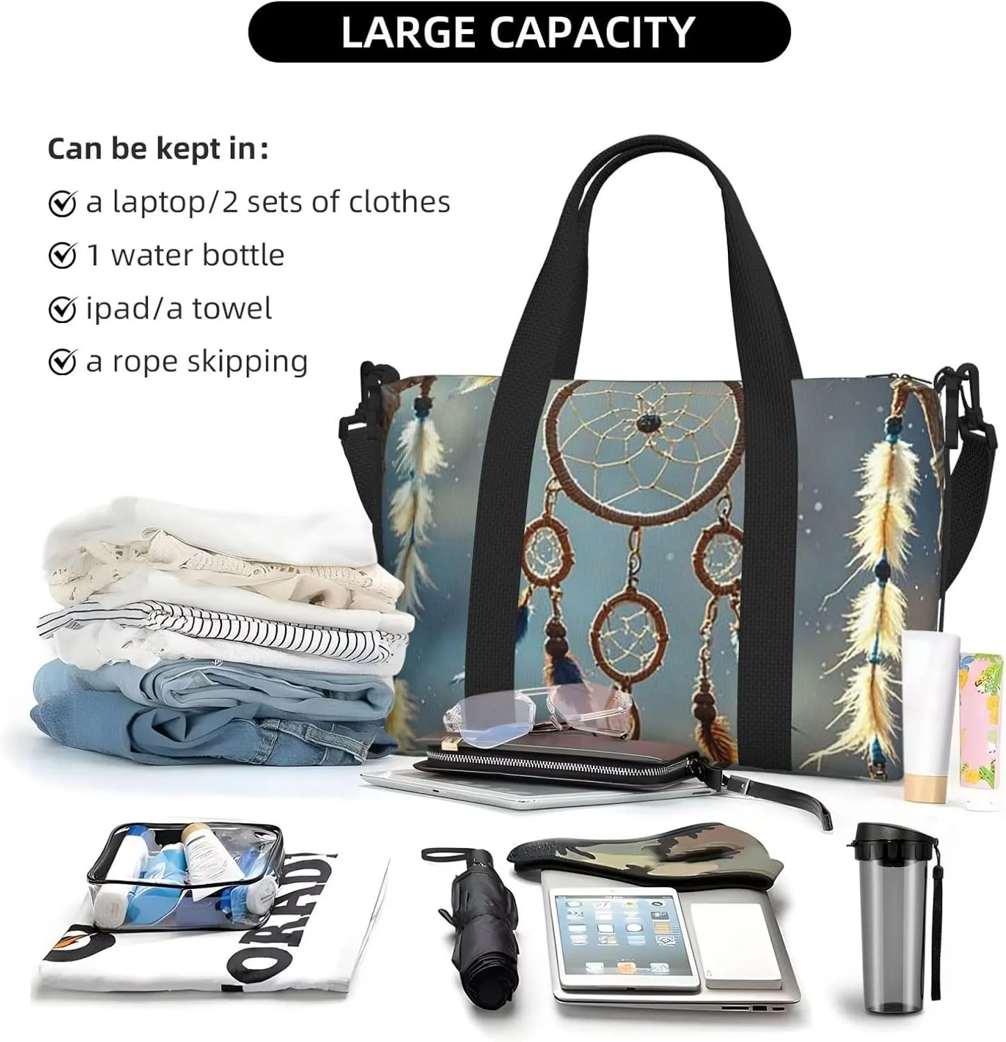Gym Bag Native American Dream Catcher3 Duffel Bag for Men Women Travel Overnight Bag with Shoe Compartment Workout Bags