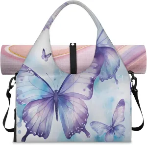 Gym Bag with Shoe Compartment Personal Item Travel Bag Tote Bag for Men Women Duffle Bag for Travel Sports Fitness & Workout Mystical Butterfly