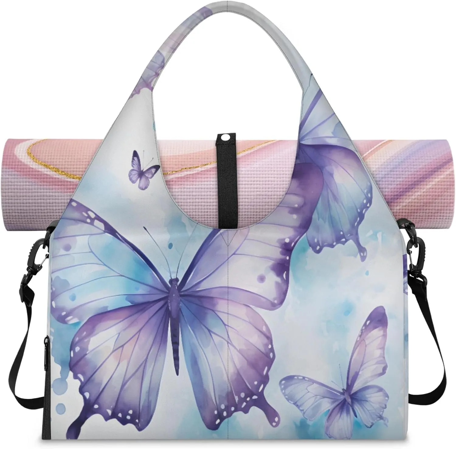 Gym Bag with Shoe Compartment Personal Item Travel Bag Tote Bag for Men Women Duffle Bag for Travel Sports Fitness & Workout Mystical Butterfly