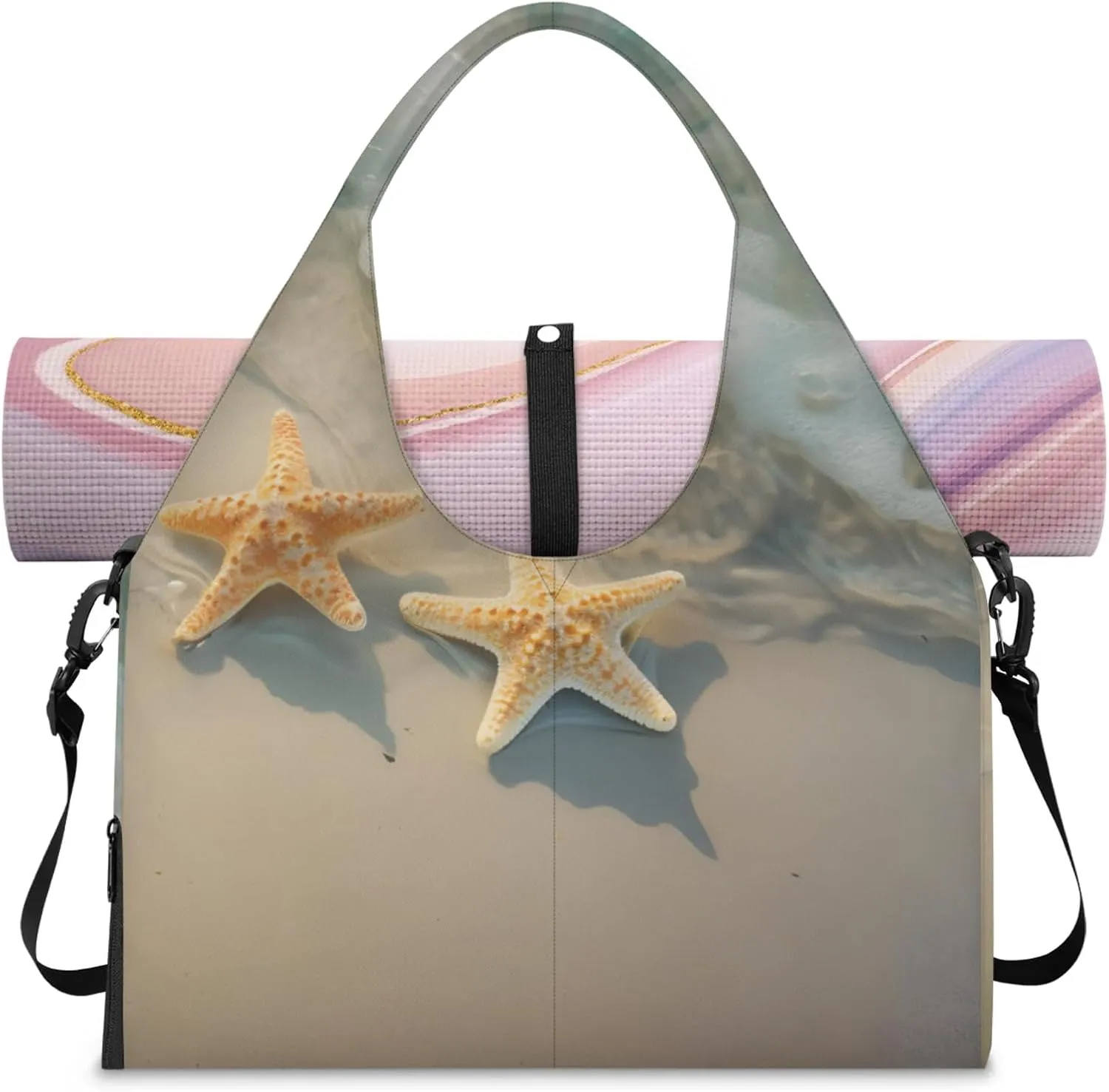 Gym Bag with Shoe Compartment Personal Item Travel Bag Tote Bag for Men Women Duffle Bag for Travel Sports Fitness & Workout Realistic Starfishes