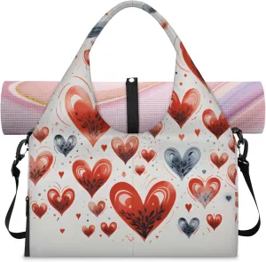 Gym Bag with Shoe Compartment Personal Item Travel Bag Tote Bag for Men Women Duffle Bag for Travel Sports Fitness & Workout Realistic Valentine Heart