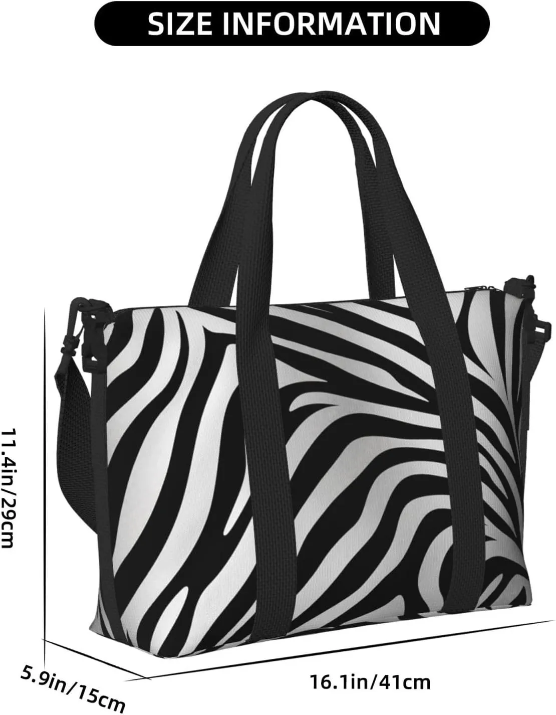 Gym Bag Zebra Print Duffel Bag for Men Women Travel Overnight Bag with Shoe Compartment Workout Bags
