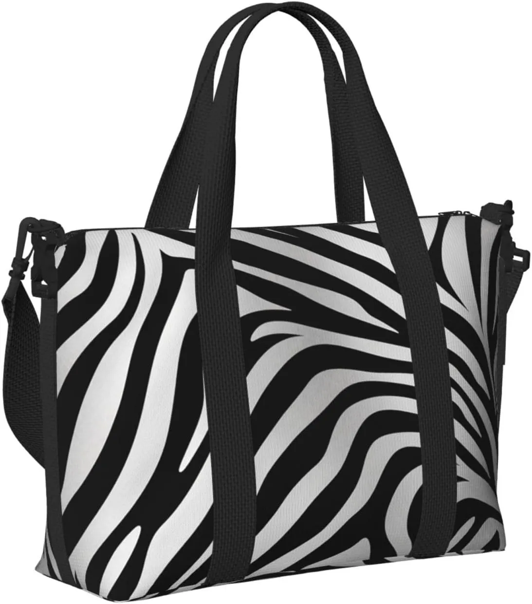 Gym Bag Zebra Print Duffel Bag for Men Women Travel Overnight Bag with Shoe Compartment Workout Bags