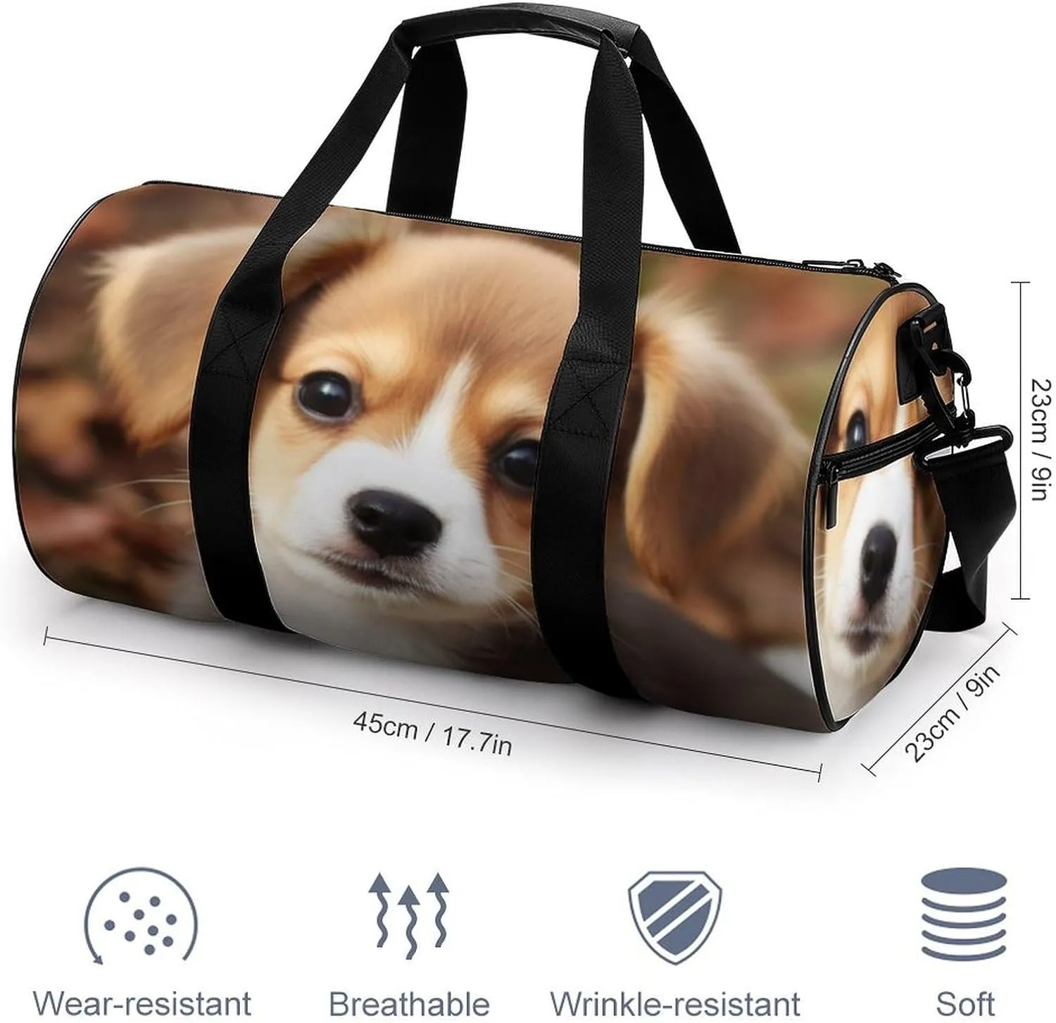 Gym Bags for Men Women Cute Dog Duffle Bag Travel Overnight Bag with Shoe Compartment Tote Bags