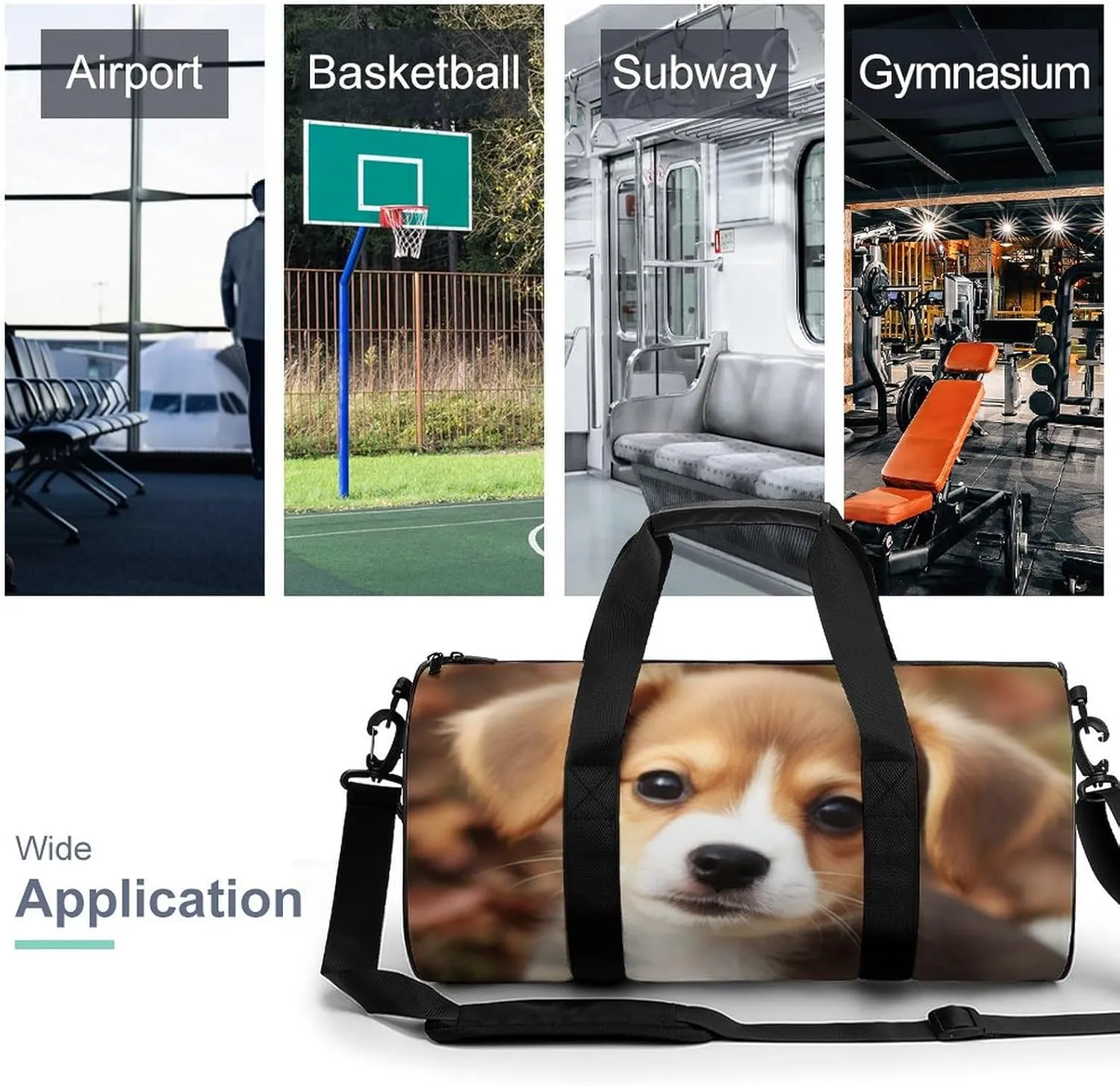 Gym Bags for Men Women Cute Dog Duffle Bag Travel Overnight Bag with Shoe Compartment Tote Bags