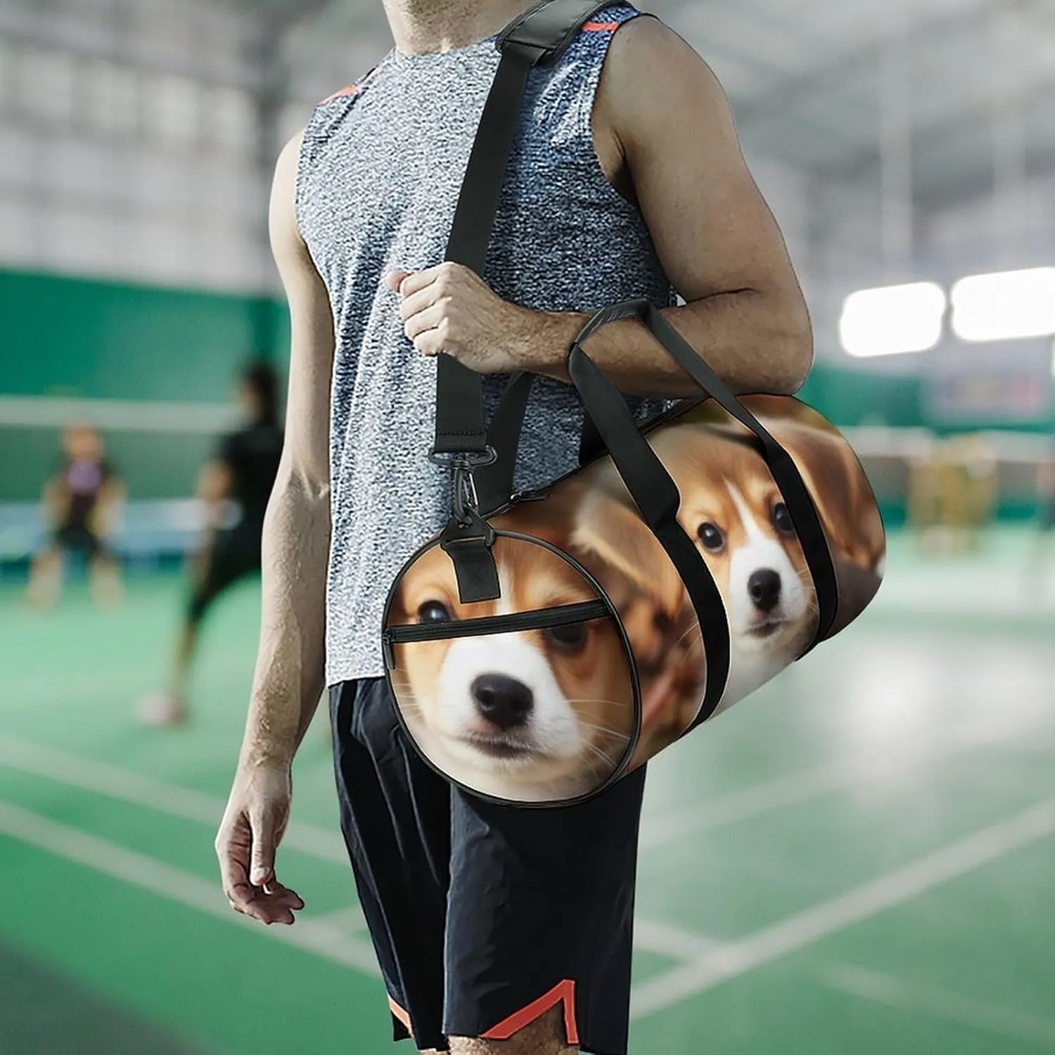 Gym Bags for Men Women Cute Dog Duffle Bag Travel Overnight Bag with Shoe Compartment Tote Bags