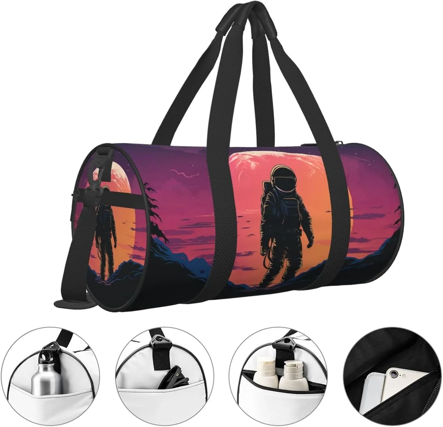 Gym Bags Small Cool Astronaut Duffel Bag Overnight Bag with Shoe Compartment Carryon Bag for Men Women