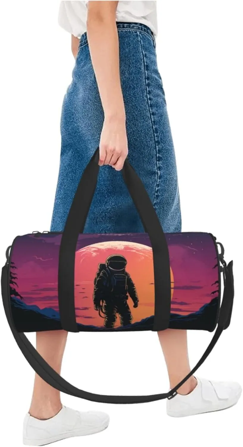 Gym Bags Small Cool Astronaut Duffel Bag Overnight Bag with Shoe Compartment Carryon Bag for Men Women
