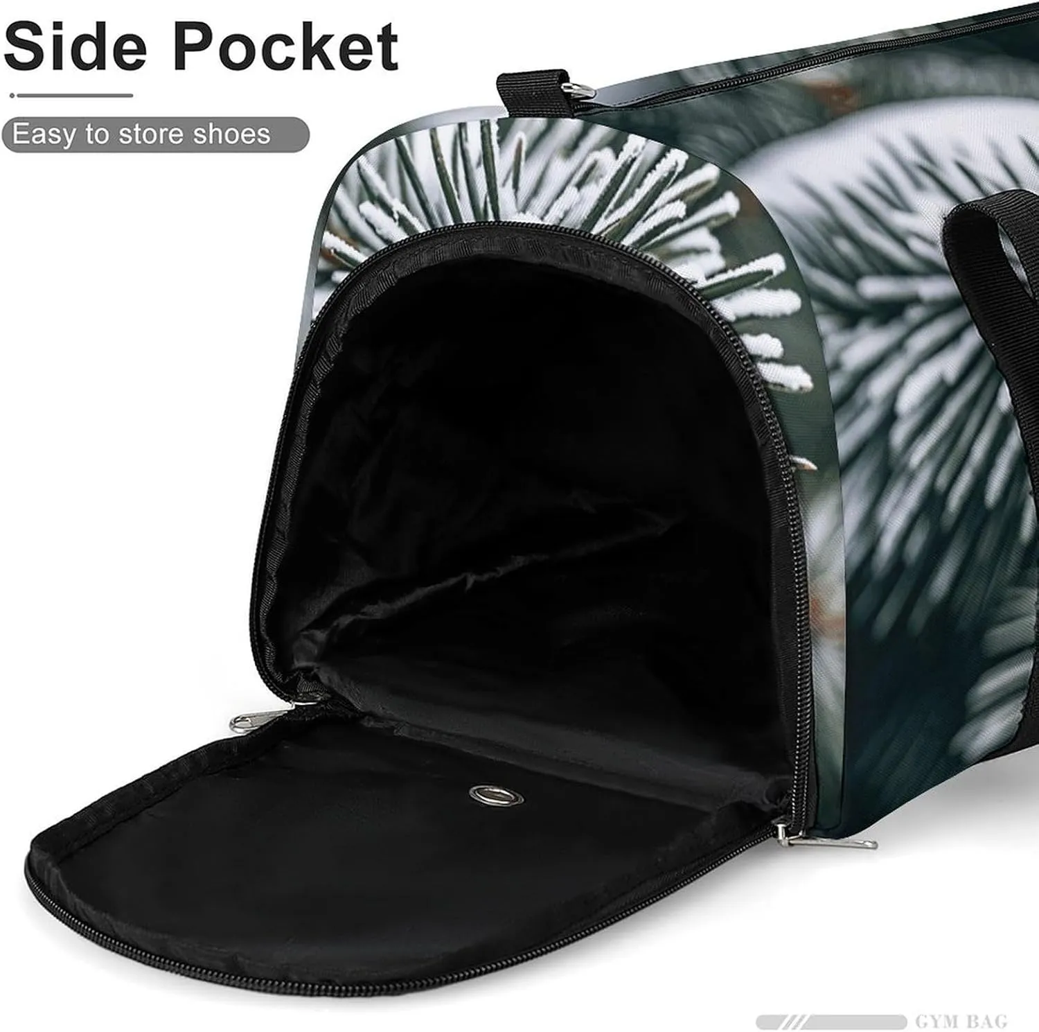 Gym Bags Small Pine Needle Tree Winter Duffel Bag Overnight Bag with Shoe Compartment Carryon Bag for Men Women
